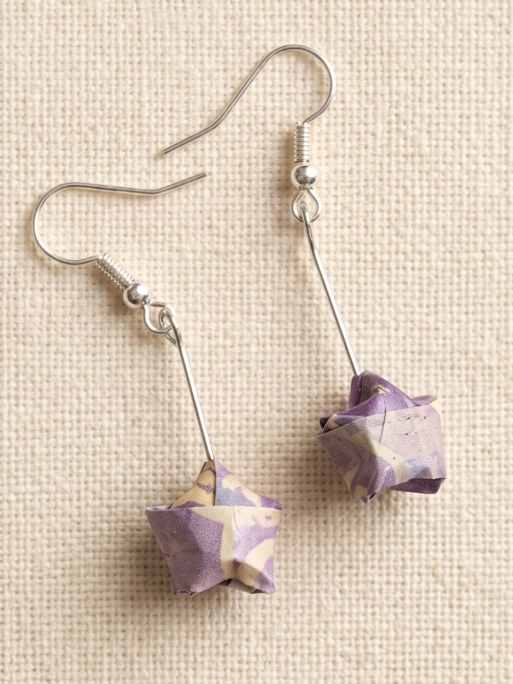 Handmade Origami Star Earrings | Japanese Scrapbook Paper